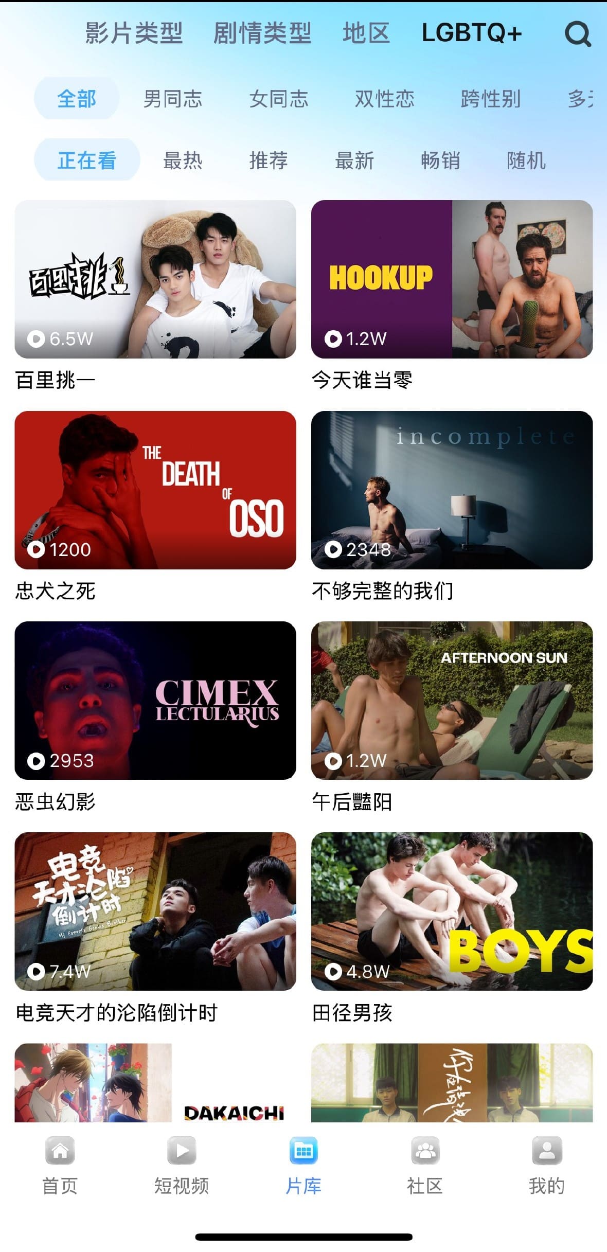 小蓝Blued官网片库LGBTQ主题专区浏览界面